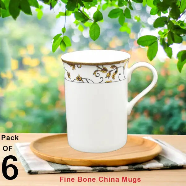 ABCM#07-Fine Bone China Mugs (Pack of 6) - simple